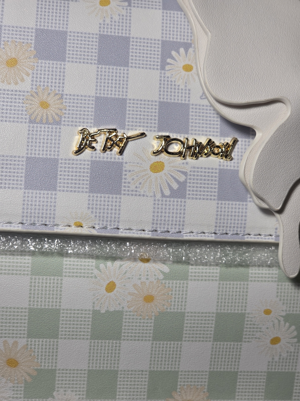 Betsey Johnson XOMYLO2 Blue Multi Gingham & Daisy Print Top Handle Crossbody Bag - Picture 2 of 12